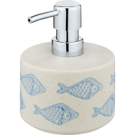 WENKO Seifenspender Aquamarin Keramik, Flüssigseifen-Spender, 475 ml, Beige, Keramik beige