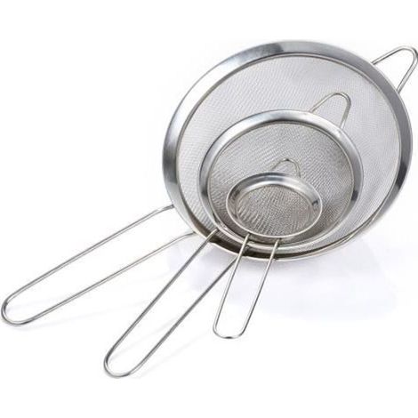 GWHOLE Lot de 3 Passoires mailles fines avec Poignée Tamis de Cuisine - 7cm 12cm et 18cm (1/4)