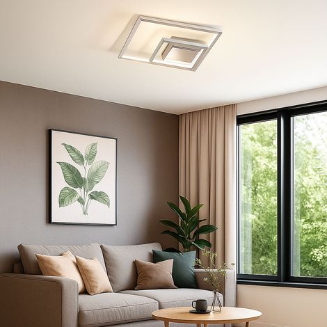 LED Deckenleuchte Deckenlampe 3 flammig Wohnzimmerleuchte modern, Modern silber, 1x LED 12W 1100Lm 3000K, LxBxH 30x30x5,5 cm, WOFI 9487.02.63.9300 (1/5)