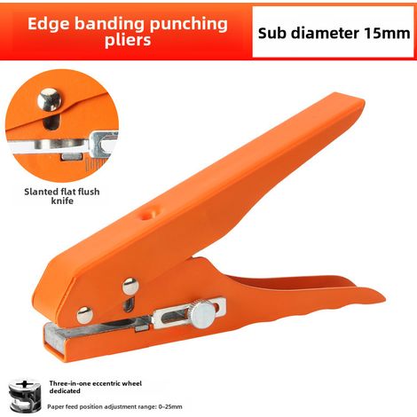 Pince à perforer pour placage de chants 15mm 3 en 1 – recouvrement trous de vis, travail du bois, PVC (1/5)
