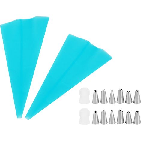 2 Sachets Poche à Douille Silicone Crème Pâtissière avec Embout Inox pour Décoration Maison