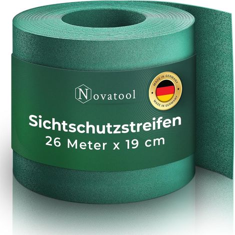 Bandes brise-vue Novatool PP rouleau de 26 m pour clôture à double treillis métallique vert pour 10 rangées, 1,1 mm extra forte résistance aux UV