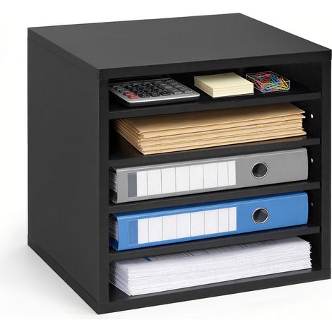 VEVOR Portadocumenti da Scrivania con 5 Scomparti Ripiani Regolabile, Vassoio Portalettere in Legno Portacarte per Ufficio Casa, Organizer per File Carte Portacarte da Scrivania 355 x 305 x 330 mm (1/5)