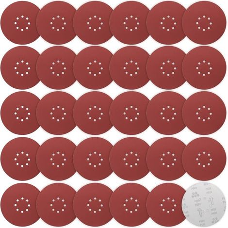 Disque Poncage 225 mm, 30 Pièces Disque Abrasif 225mm 8 trous Grain P600 Disques de ponçage 225mm Papier Abrasif Disques abrasifs auto-agrippants pour ponceuses à long cou, Ponceuses à plâtre (1/4)