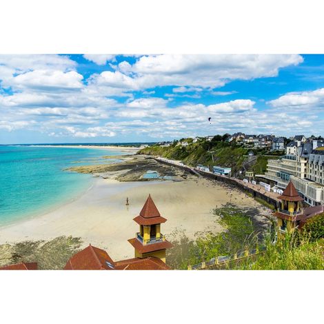 Tableau sur toile plage du Plat Gousset Granville 45x65 cm - Impression sur Toile Murale Décorative - Image imprimée en HD sur Toile - Toile sur Châssis en Bois FSC - Fabriqué en France (1/5)