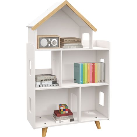 Libreria per Bambini 65x25x108,5 cm in MDF e Legno di Pino Bianco (1/5)