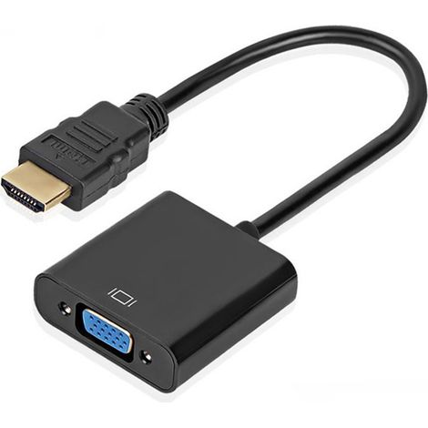 Câble adaptateur HDMI vers VGA HD 1080p pour écran, ordinateur de bureau, portable, projecteur, noir, 23,6 cm (1/5)