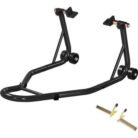 Support béquille de moto arrière support de roue lève moto arrière sur roulettes avec bobine de bras oscillant U, noir (1/5)