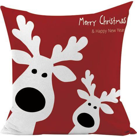 Christmas Cushion Covers Deer Winter Cushions Living Room Red Decorative Pillowcase Pillow Case For Sofa Couch Merry Christmas Home Decor 2pcs (1/5)