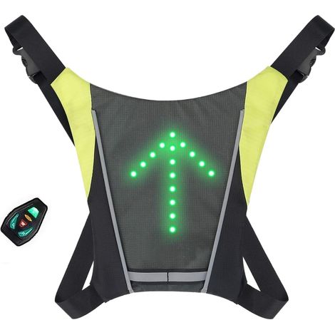 Gilet Dossard à 48 LEDs Clignotant réfléchissant avec Signalisation de Direction pour Vélo et Trottinette. Télécommande et Rechargeable. Vendeur français et Stock en France. (1/5)