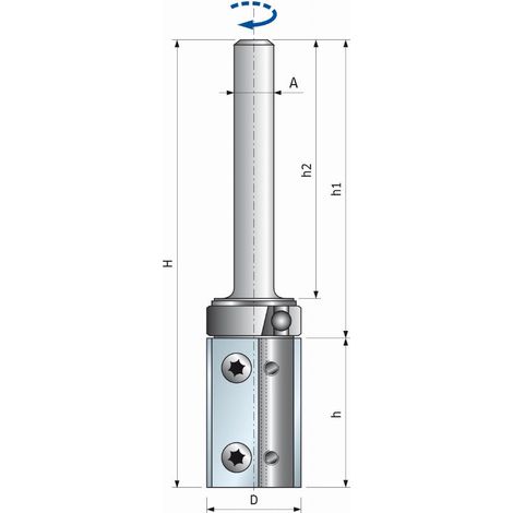Gerader Fräser mit auswechselbaren Wendeschneidplatten mit Lager FREUD - Ø19 H30/90 Q8 Z2 - F03FA13919 -TG76MD CD3