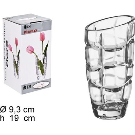 Vase Flore 19cm Diamètre 9.3 Verre Cristal Clair Porte Fleurs