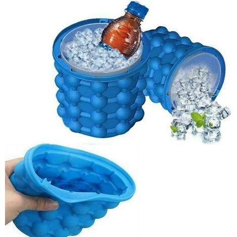 SECCHIELLO SILICONE 13CM FORMA GHIACCIO CUBETTI COPERCHIO GHIACCIOLI LATTINE