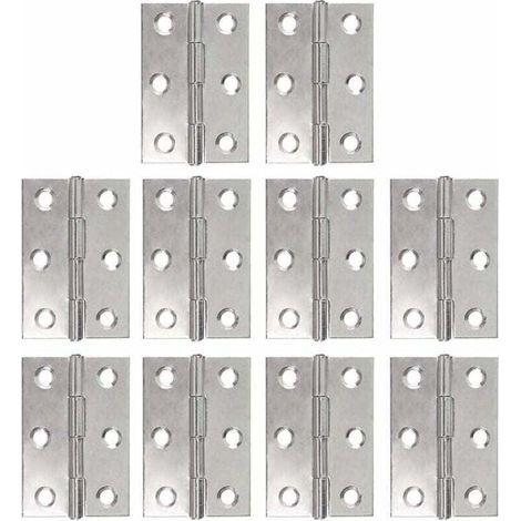 Juego de 10 bisagras de acero inoxidable, bisagras de piano, bisagras plegables, tira de bisagra para puerta de muebles, bisagra de 48 mm con 6 orificios de fijación, conectores para macetas y modelis (1/4)