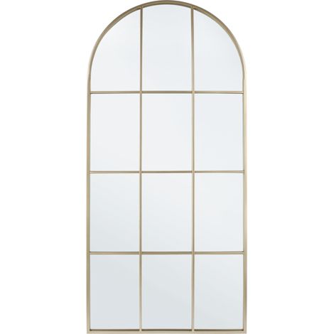 Specchio con cornice in metallo "Window" con piedistallo h 80x2,5x170 cm -Oro (1/4)