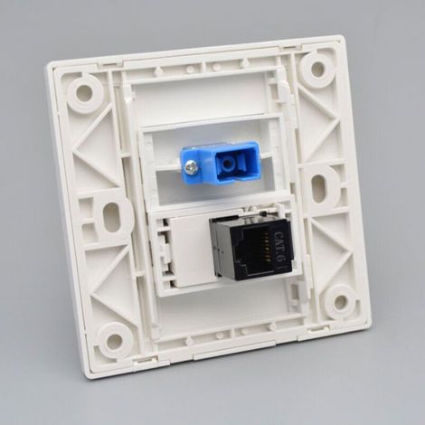 Prise Murale Fibre Optique - Interface SC - Panneau Jack RJ45 - Installation Murale - 23 x 36 mm - Plastique Ignifuge - 1 Pièce (1/5)