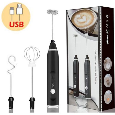 Elektrischer Milchaufschäumer, USB wiederaufladbar, 3 elektrische Schneebesen, 3 Milchaufschäumer mit einstellbarer Geschwindigkeit, kleiner Mixer, Milchaufschäumer, Mixer, Kaffeerührer