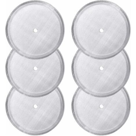 Paquet de 6 filtres à tamis de rechange pour presse française - Filtres à mailles réutilisables en acier inoxydable - Pour cafetières à pression françaises universelles de 1000 ml / 34 oz / 8 tasses (1/5)