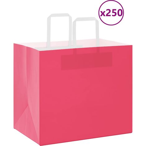 Papiertragetaschen 250 Stk. mit Henkeln Rosa 32x22x28 cm