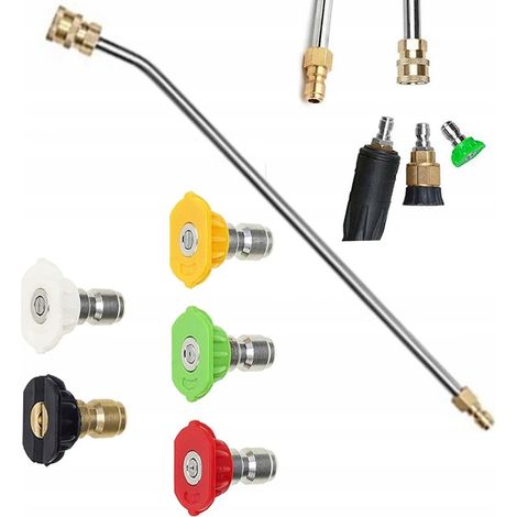 Set di Ugelli per Idropulitrice con Lancia 1/4" 34cm – 5 Ugelli (0°, 15°, 25°, 40°, 60°)  Max 250 Bar, 60°C  Compatibile con Rosfix, Lavor