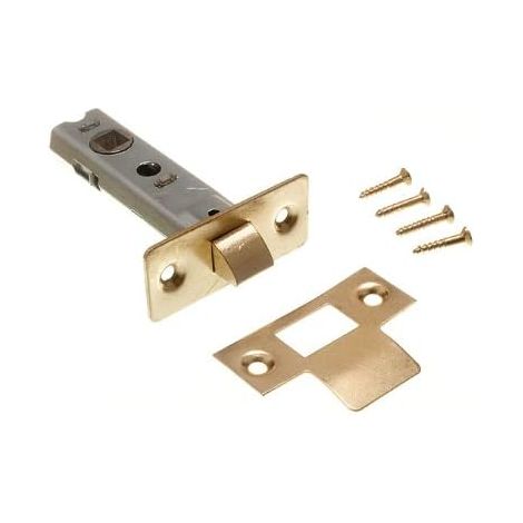 1 loquet tubulaire à mortaise à ressort, 75 mm, plaqué laiton (1/2)