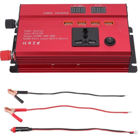 12V/24V auf 220V Kfz-Stromwandler, Gehäuse aus Aluminiumlegierung, 420W, LED-Anzeige, sicheres Laden, 4 USB-Anschlüsse. (1/5)