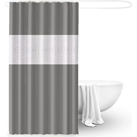 Tenda Doccia Antimuffa 180x180cm Impermeabile Grigio con Anelli Bagno PEVA 03354 (1/5)