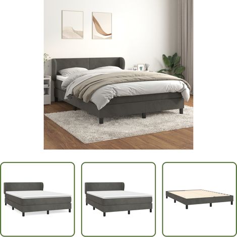 Matratze - Boxspringbett mit Matratze Dunkelgrau 140x190 cm Samt (1/5)