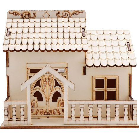 Tirelire en Bois Villa Maison, 13 x 14 x 15 cm économie Boîte de Rangement Tirelires pour Pièces de Monnaie, Miniature Tirelire Modèle avec éclairage de Nuit (1/5)