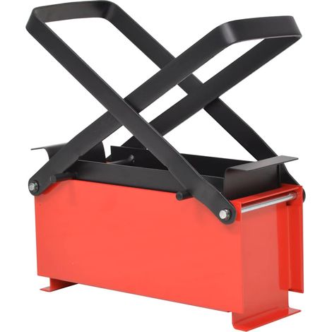 Presse à briquettes de papier, acier, 34 x 14 x 14 cm, noir et rouge