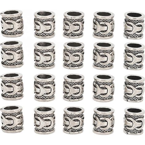 20 Stück Legierungs-Bartperlen, Retro-Haarröhrchenperlen, Schmuck-DIY-Anhänger für Armband- und Halskettenherstellung (YMMR) (1/5)