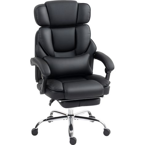 Chaise de bureau ergonomique pivotante réglable en hauteur avec soutien lombaire, accoudoirs, repose-pieds, simili cuir, noir当前文件内容过长，豆包只阅读了前 76%。