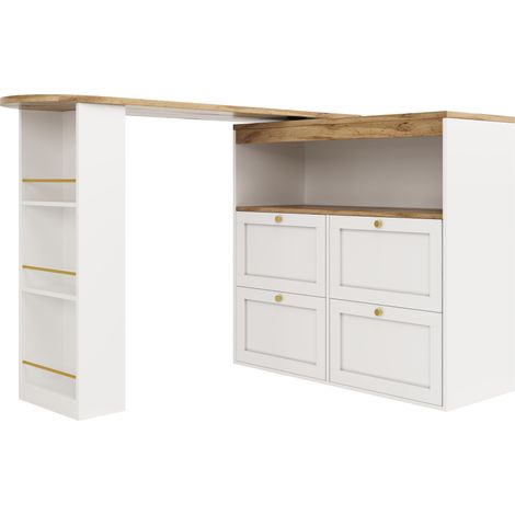 Armario modular giratorio 360° con 4 cajones y estantes abiertos, MDF, blanco (1/5)