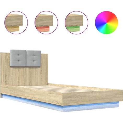 Maison Exclusive - Estructura de cama cabecero luces LED roble So
