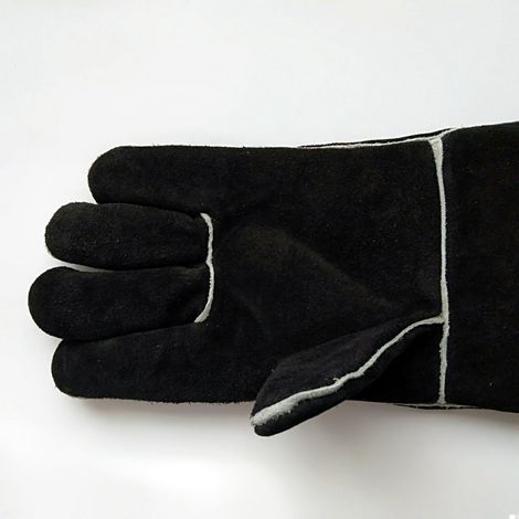 Gant CheminéE Feu, Gants De Four, Gant en Cuir RéSistant à La Chaleur, Gant De Protection Ignifuge,( Noir) (1/5)