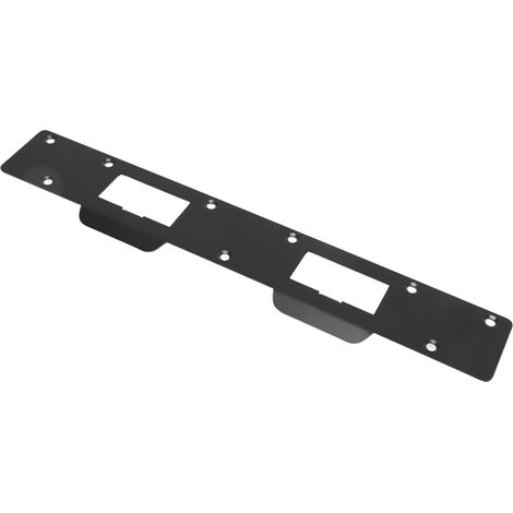 Plaque de frappe de porte à double trous en acier renforcée sécurité robuste pose facile pour entraxe 14 à 15,2 cm noir (1/5)