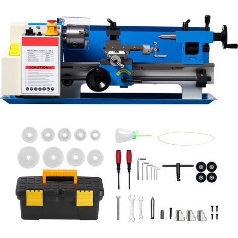 Mophorn Tornio da Banco per Metalli 180 x 305 mm, Velocità Massima 2500 giri/min, 550W, Filettature Metriche, Tornitura, Foratura e Zigrinatura, Ingranaggi in Nylon, Rotazione Bidirezionale, Ghisa (1/5)