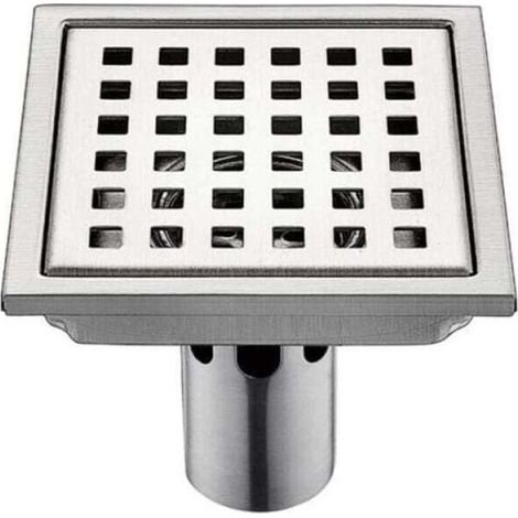 Siphon de Sol en Acier Inoxydable, 1 Pièce, 15x15 cm, Filtre Carré Désodorisant Anti-Refoulement- (1/4)