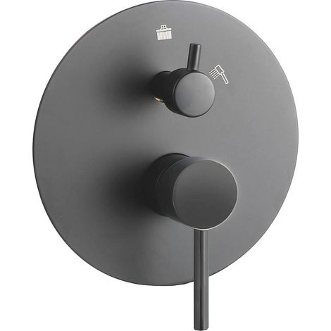 Kibath Grifo Empotrado de Ducha (solo grifo) monomando redondo acabado GUN METAL mate fabricado en latón