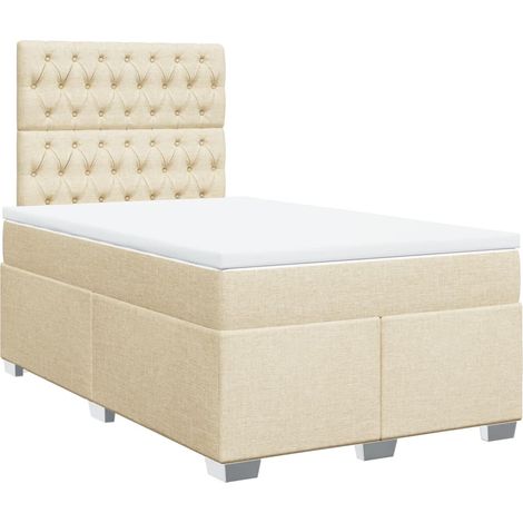 Maison Exclusive - Sommier à lattes de lit avec matelas crème 120x190 cm tissu (1/5)