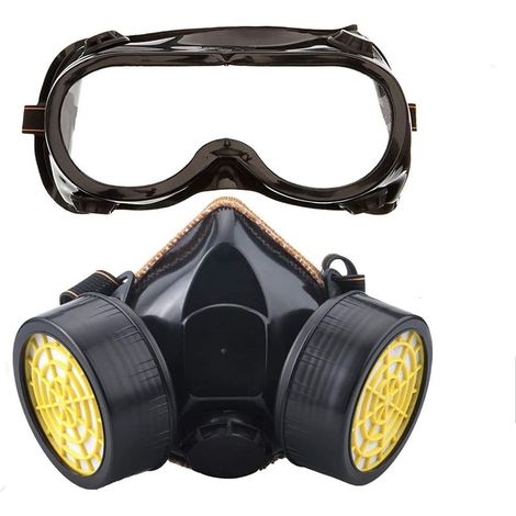 Masque Respiratoire, Kit Masque Protection Respiratoire Réutilisable, Anti Poussière, Anti Gaz Masque Chimique Avec Lunettes De Protection Pour Peinture Travaux, Bricolage Ponçage (1/5)