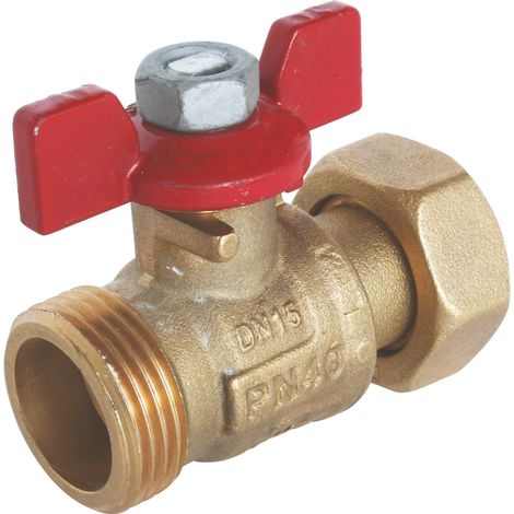 Vanne à sphère - Manette papillon - Mâle - Ecrou tournant 3/4" (20/27)