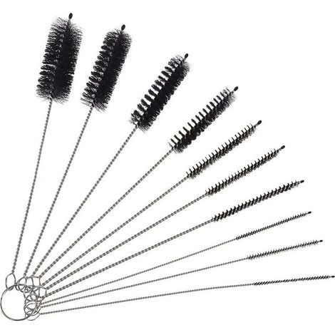 Brosse de nettoyage de bouteille, adaptée au nettoyage du clavier de la bouteille d'eau du biberon noir (10 pièces) (1/3)