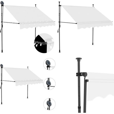 Einziehbare Markise Handbetrieben mit LED 150 cm Creme - Markise - Sonnenschutz - Gartendekoration - Outdoor Möbel - Terrasse - Home & Living (1/5)