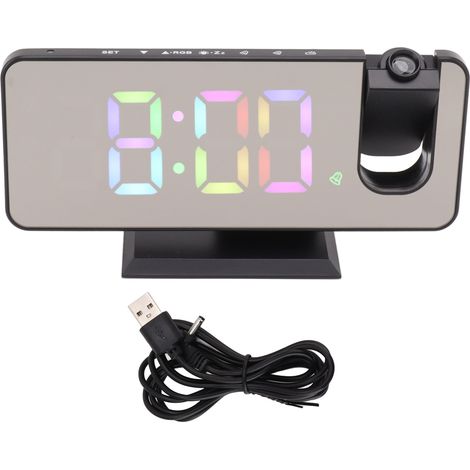 Digitale Wanduhr mit RGB-Farbverlaufsprojektion und großem Bildschirm für Dunkelkammern (1/5)
