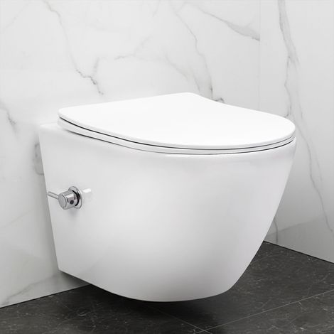 WALL-HUNG TOILET REA CARLO LUX RIMLESS Z FUNKCJĄ BIDETU WHITE