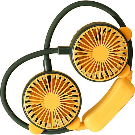 Ventilateur de cou portable rechargeable USB, mains libres, mini ventilateur suspendu pliable pour bureau voyage vert (1/5)