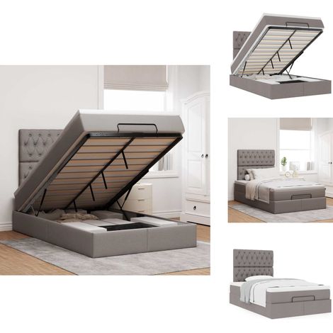 Cadre de lit ottoman avec matelas taupe 120x200 cm tissu - Cadre De Lit Ottoman - Cadres De Lit Ottomans - Cadre De Lit - Cadre De Lit Avec Rangement (1/5)