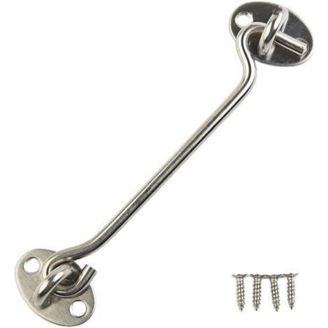 1pc Stainless Steel Door and Window Hook 4 Inch Steel Color Fit for Barn Door Lock Window Shutter (1/5)