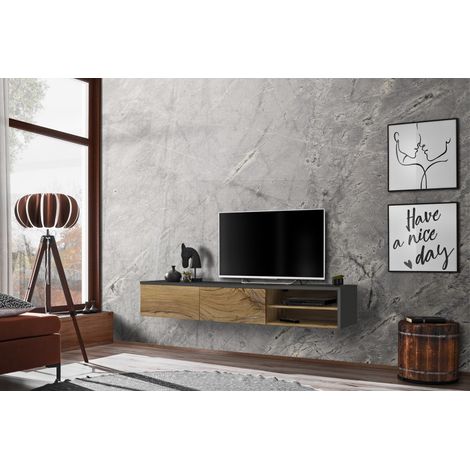 Meuble TV "Dallas" - Gris/Beige - L 180 x H 30 x P 40 cm - Livraison gratuite (1/2)